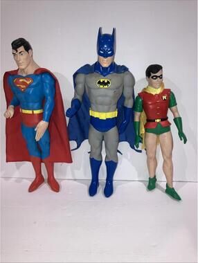Vintage 1988 Hamilton 15” Superman Batman & Robin 12.5”  Figures DC Comics